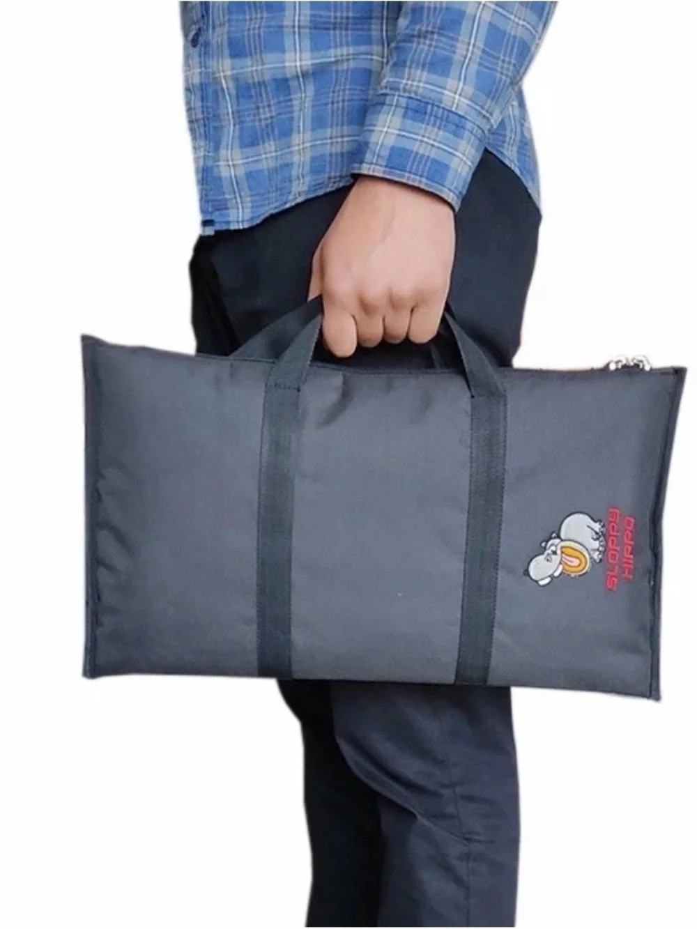 Sloppy Hippo 10” x 17” Rectangular Flat Soft Padded Bag Black Waterproof Durable
